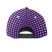 Sports Snapback Hat, Purple and White Polka Dot Graphic Adjustable Hat