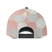 Sports Snapback Hat, Graphic Pink & White Geometric Style Sports Cap /