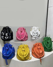 Letter Pattern Drawstring Bucket Bag