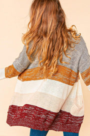 PLUS OMBRE COLOR BLOCK SWEATER KNIT OPEN CARDIGAN