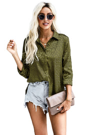 Turn-down Collar Embossed Button Shirt
