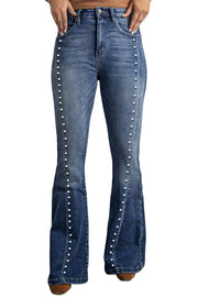 High Waist Flare Jeans with Pockets