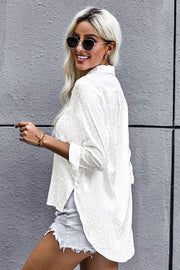 Turn-down Collar Embossed Button Shirt
