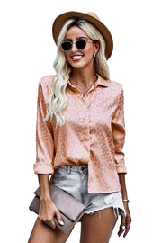 Turn-down Collar Embossed Button Shirt