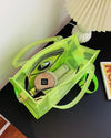 PVC Pastel Letter Print Tote Bag