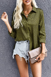 Turn-down Collar Embossed Button Shirt