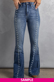 High Waist Flare Jeans with Pockets