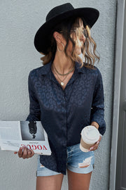 Turn-down Collar Embossed Button Shirt