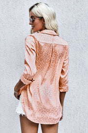 Turn-down Collar Embossed Button Shirt