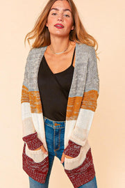 PLUS OMBRE COLOR BLOCK SWEATER KNIT OPEN CARDIGAN