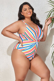 Plus Size Striped One-Piece Swimsuit