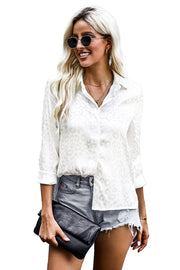 Turn-down Collar Embossed Button Shirt