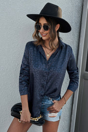 Turn-down Collar Embossed Button Shirt