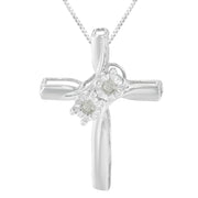 Sterling Silver 1/10 ct TDW Diamond Cross Pendant