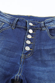 Dark Blue High Waisted Buttons Jeans