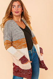 PLUS OMBRE COLOR BLOCK SWEATER KNIT OPEN CARDIGAN