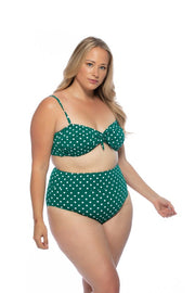 GREEN POLKA DOT HIGH WAIST BIKINI SET