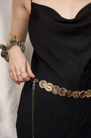 Roman Coin Statement Belt in Gold