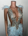 Handmade Beads Crystals Feathers  Diamond Birthday Dress