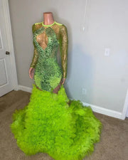 Glam Fruit Green Mermaid Prom Dress