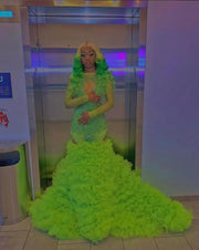 Glam Fruit Green Mermaid Prom Dress