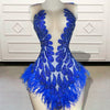 Glitter Beaded Feather Blue Birthday Dress