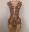 Gold Exquisite Handmade Beads Crystals Diamond Birthday Dress