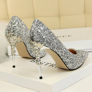 Women 9.5cm Extreme High Heel Fashion Pumps Bling Sequin Elegant Fetish Escarpins Lady Sexy Prom Wedding Dress Shoes