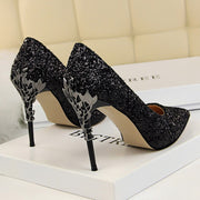 Women 9.5cm Extreme High Heel Fashion Pumps Bling Sequin Elegant Fetish Escarpins Lady Sexy Prom Wedding Dress Shoes