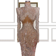 Heavily Beaded robe de soiree Luxury de mariage vestido de fiesta de boda Long Sleeves suknie wieczorowe