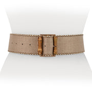 Wood Buckle Wicker Belt