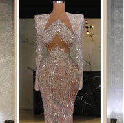 Heavily Beaded robe de soiree Luxury de mariage vestido de fiesta de boda Long Sleeves suknie wieczorowe