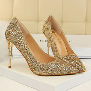 Women 9.5cm Extreme High Heel Fashion Pumps Bling Sequin Elegant Fetish Escarpins Lady Sexy Prom Wedding Dress Shoes