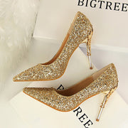 Women 9.5cm Extreme High Heel Fashion Pumps Bling Sequin Elegant Fetish Escarpins Lady Sexy Prom Wedding Dress Shoes