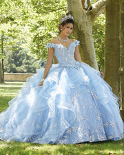 Light Blue Sweet 16 Quinceanera Dress Off Shoulder Appliques Sequins Flowers Princess Party Gown Vestidos De 15 Años