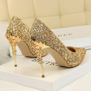 Women 9.5cm Extreme High Heel Fashion Pumps Bling Sequin Elegant Fetish Escarpins Lady Sexy Prom Wedding Dress Shoes