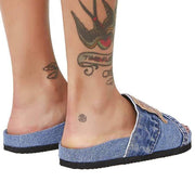 Women's Denim Cool Round Head Flat with Non-slip Comfortable