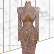 Heavily Beaded robe de soiree Luxury de mariage vestido de fiesta de boda Long Sleeves suknie wieczorowe