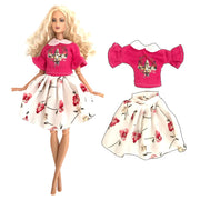 NK  1 Set Fashion Multicolor Outfit  Dress Shirt Denim Grid Skirt Daily Casual Wear for Barbie Clothes Doll Accessories  JJ