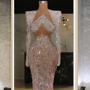 Heavily Beaded robe de soiree Luxury de mariage vestido de fiesta de boda Long Sleeves suknie wieczorowe