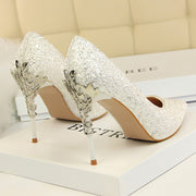 Women 9.5cm Extreme High Heel Fashion Pumps Bling Sequin Elegant Fetish Escarpins Lady Sexy Prom Wedding Dress Shoes