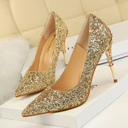 Women 9.5cm Extreme High Heel Fashion Pumps Bling Sequin Elegant Fetish Escarpins Lady Sexy Prom Wedding Dress Shoes