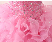 Ready-to-Ship Spring Sweet Ruffled Luxury Beaded 15 Years Floor Length Ball Gown Pink Quinceanera Dresses Size US2-US16