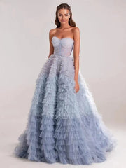 J602 Elegant A-Line Tiered Tulle Floor-Length Women Wedding Dresses Bridal Engagement Party Prom Gowns Wear