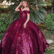 LSYX Off The Shoulder Sequins Dresses Gala Princess Ball Gown Shining Quinceanera Dresses Vestido De 15 Anos Sweet 16