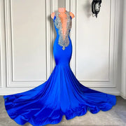 Sexy Mermaid Style Long Blue Elegant Prom Dress