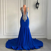 Sexy Mermaid Style Long Blue Elegant Prom Dress