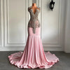 Long Pink Sparkly Silver Prom Dress