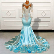 Long Luxury Mermaid Beaded Crystals Prom Dress