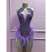 Purple Crystal Short Prom Dress 2024